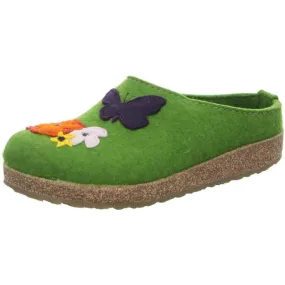 Haflinger Slippers green female Sandals Clogs Wool