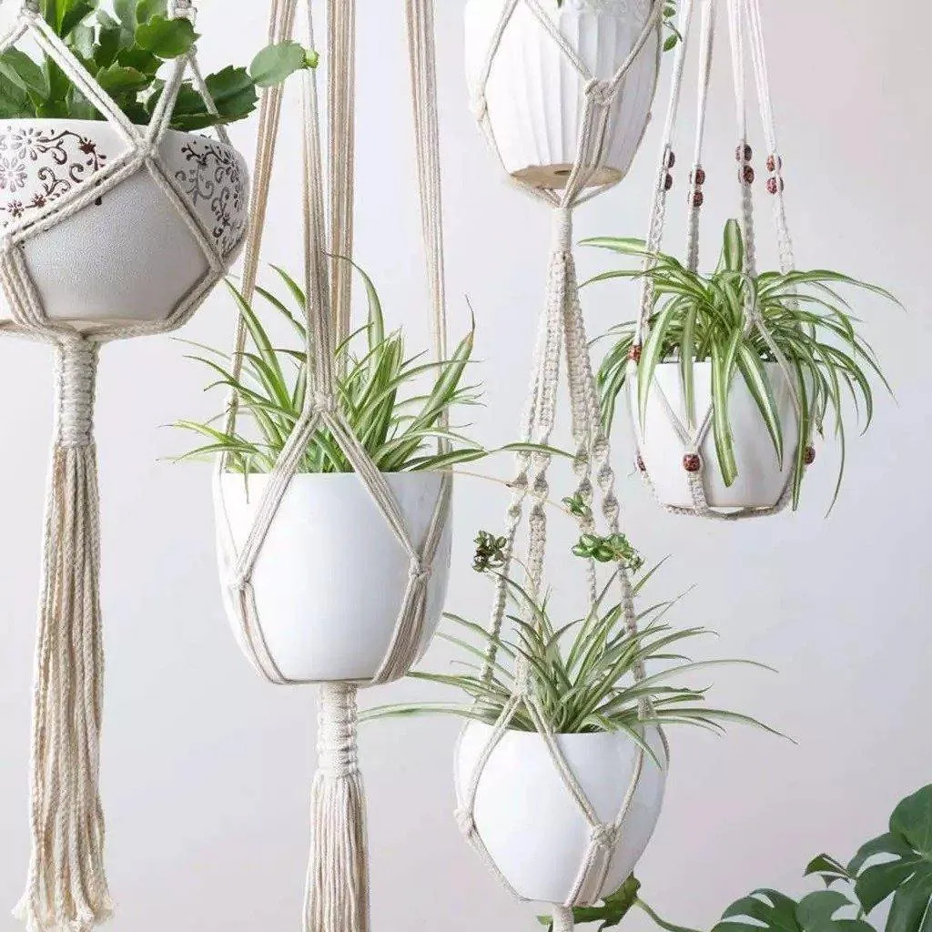 Handmade Bohemian Macrame Plant Hanger Set