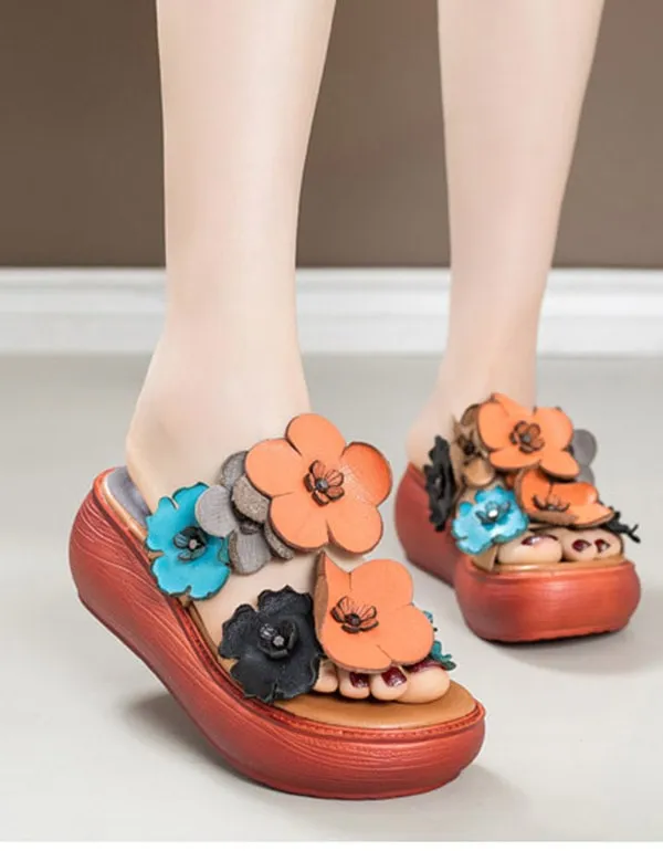 Handmade Retro Flower Summer Beach Slippers