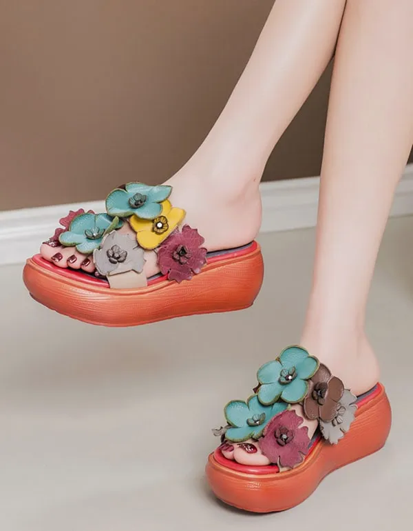 Handmade Retro Flower Summer Beach Slippers