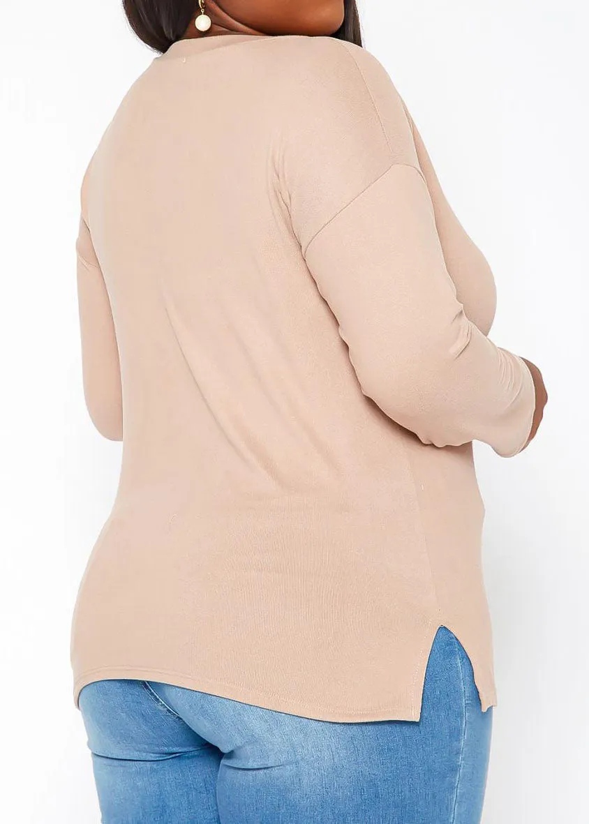 Hi Curvy Plus Size Casual Crew Neck Long Sleeve Top