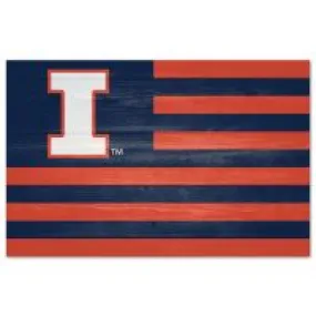 Illinois Fighting Illini 11x17" Americana Wood Sign