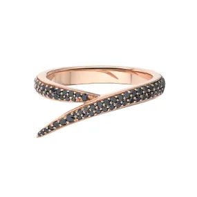 Interlocking Single Ring - 18ct Rose Gold & Black Diamond