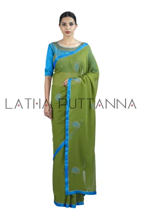 Kesari – Mehendi Green Saree with Mango Buttas