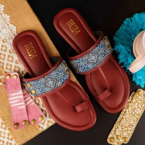 Kolas - Wine Kolhapuri Chappal with Changeable Straps