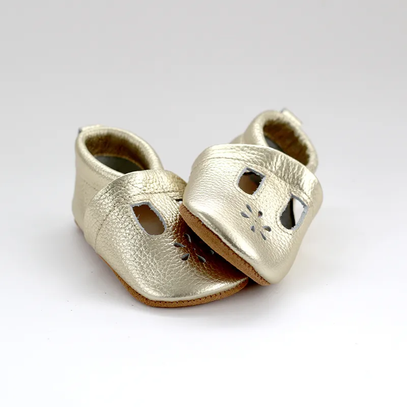 Leather T-Bar Moccasin - Golden