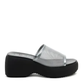 Lennox Silver Mesh Platform Slide