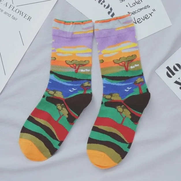 Long Socks With Colorful Print