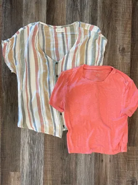 Lot of 2- Maurice’s White & American Eagle Orange Crop Top- womens size small