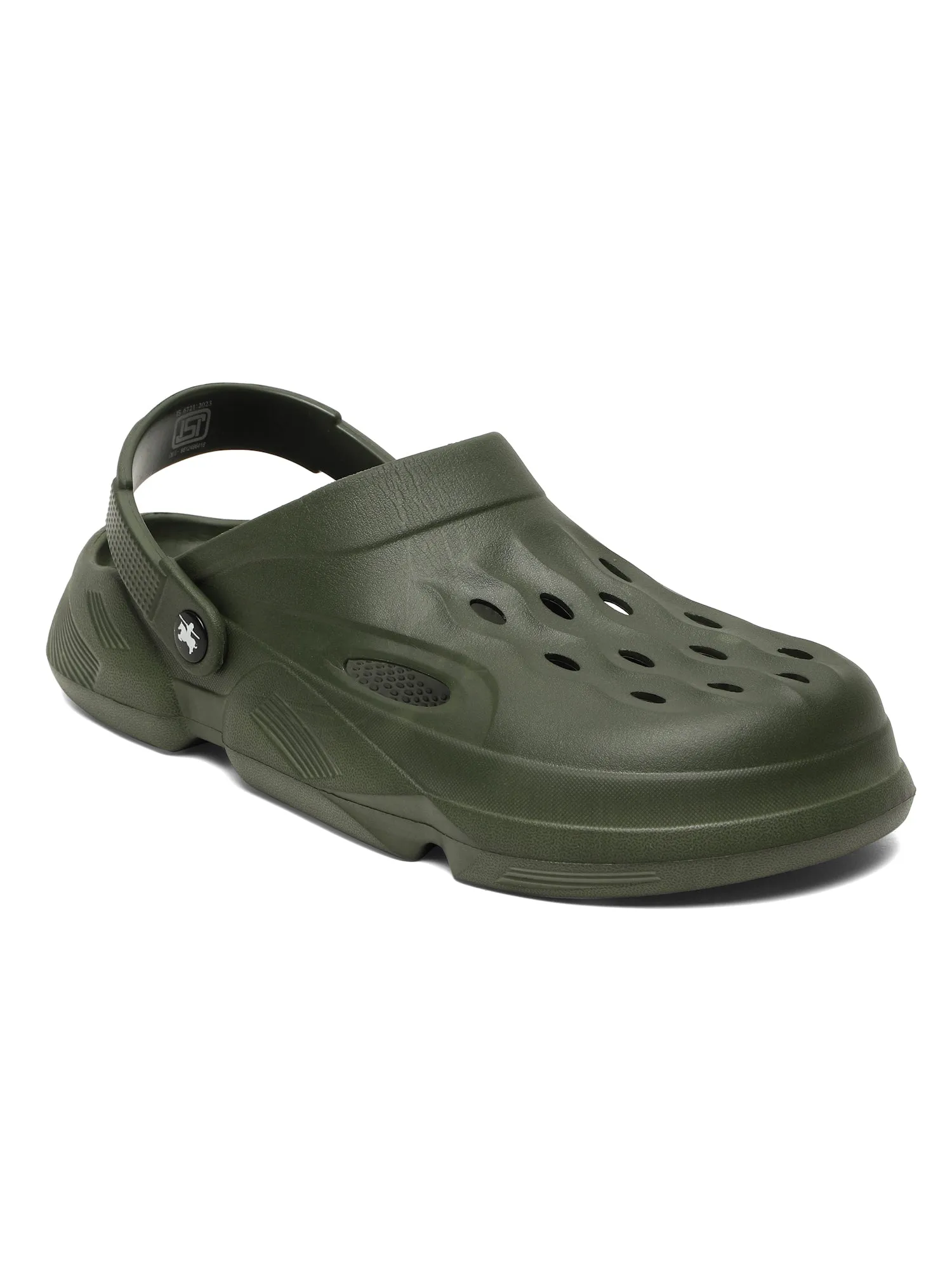 Men's Olive Green Solid Casual Comfortable Clogs