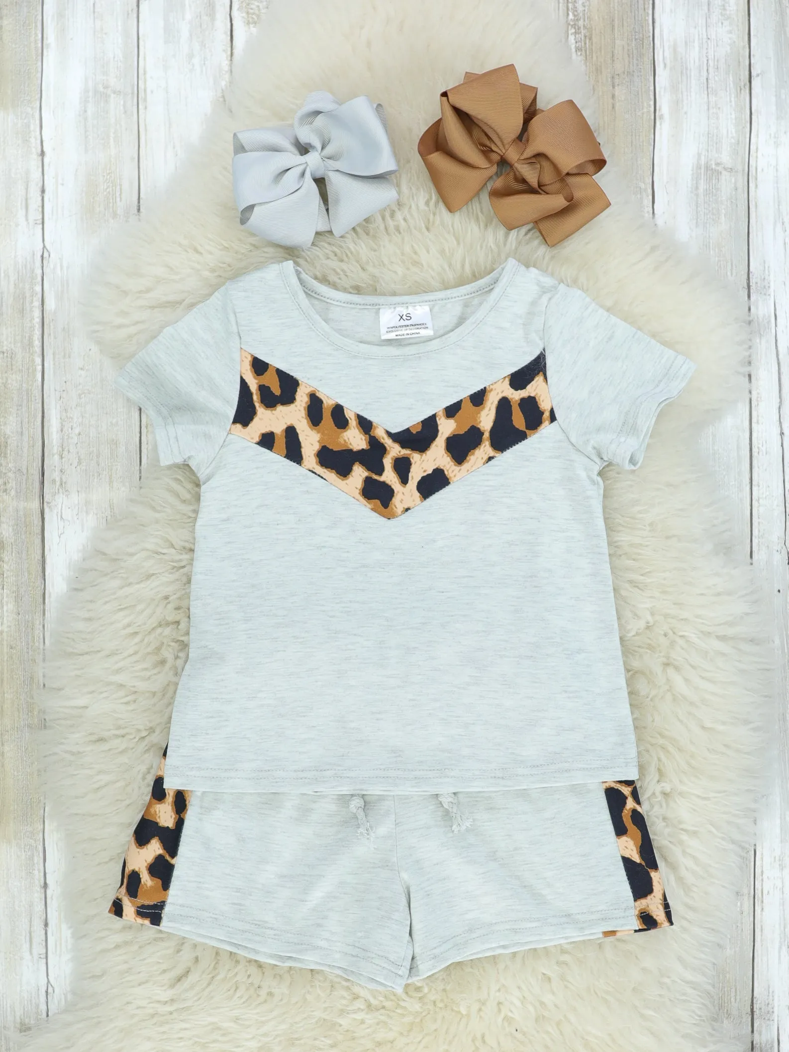 Mom & Me Grey Cheetah Loungewear Set