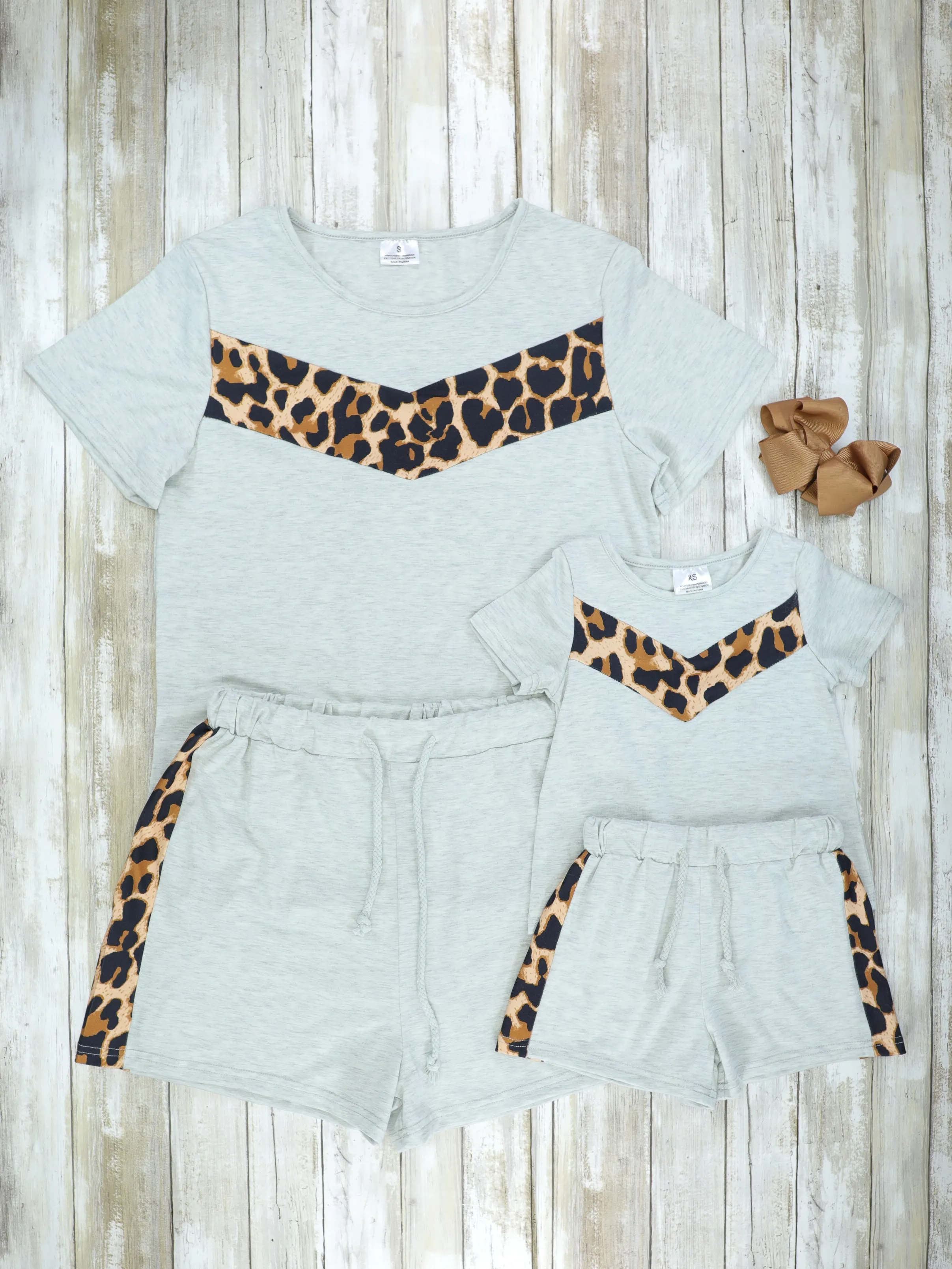 Mom & Me Grey Cheetah Loungewear Set