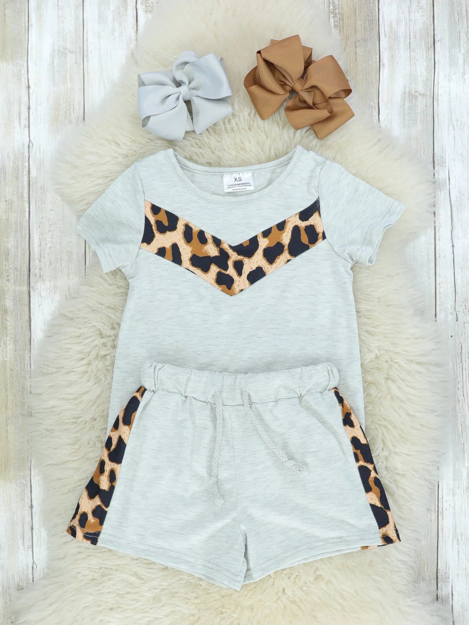 Mom & Me Grey Cheetah Loungewear Set