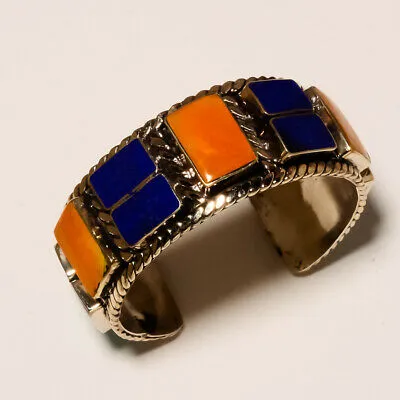 Natural Lapis Lazuli and Yellow Turquoise Nepali Wide Cuff Bracelet