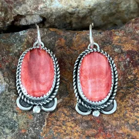 Orange Spiny Oyster Sterling Silver Earrings by Mary Tso