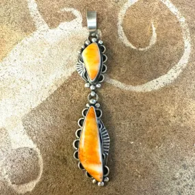 Orange Spiny Oyster Sterling Silver Pendant by Mary Tso