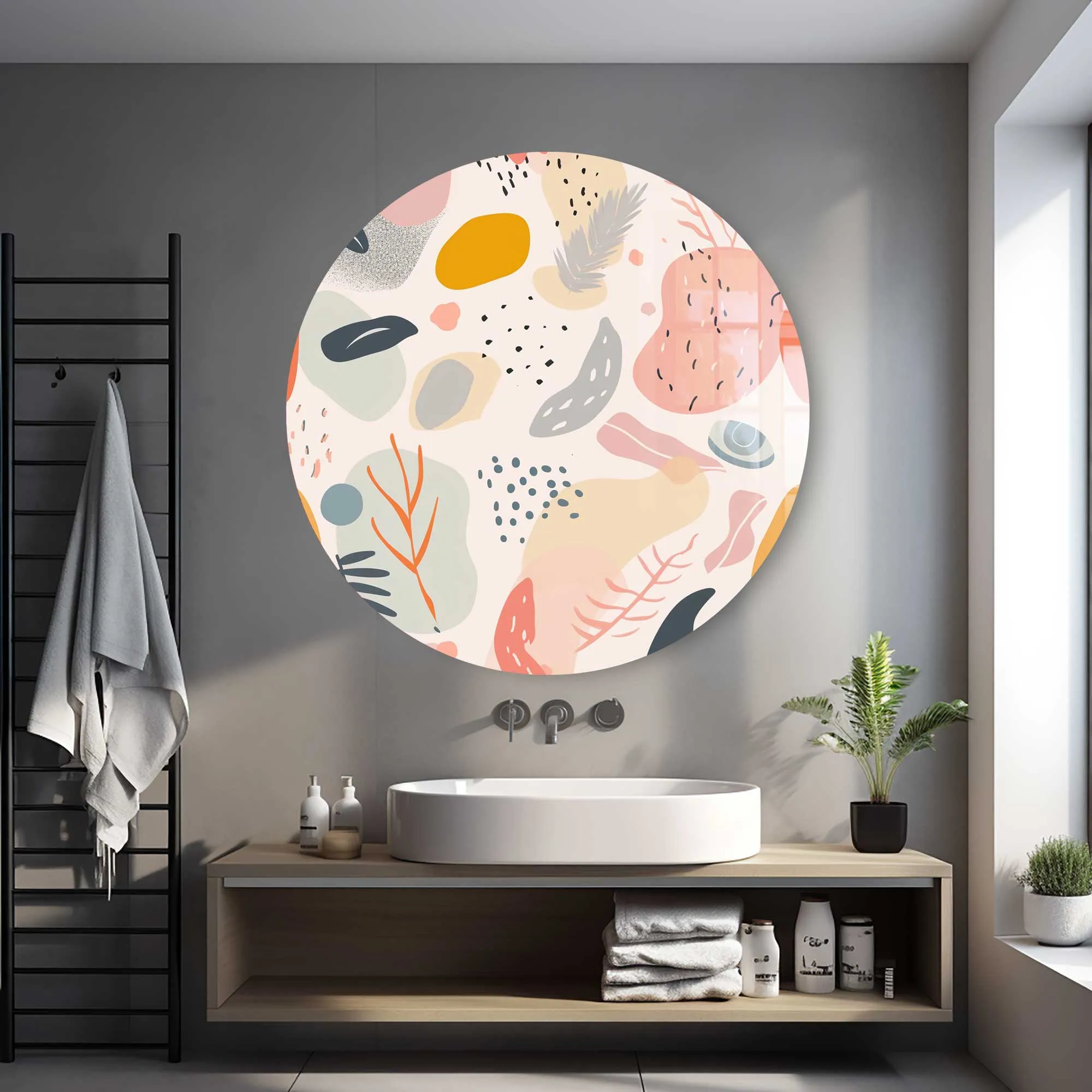 Pastel Objects- Rounded Glass Wall Art