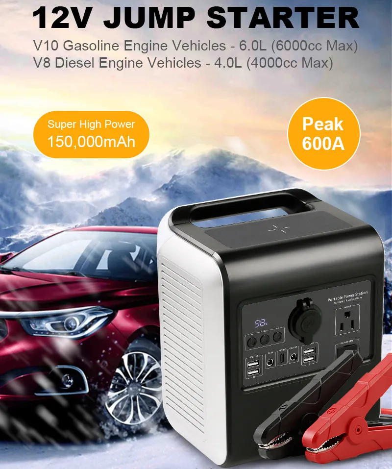 Portable Power Station 150000mAh 500W w/AC output 110V Pure sine wave JumpStarter - #S6800