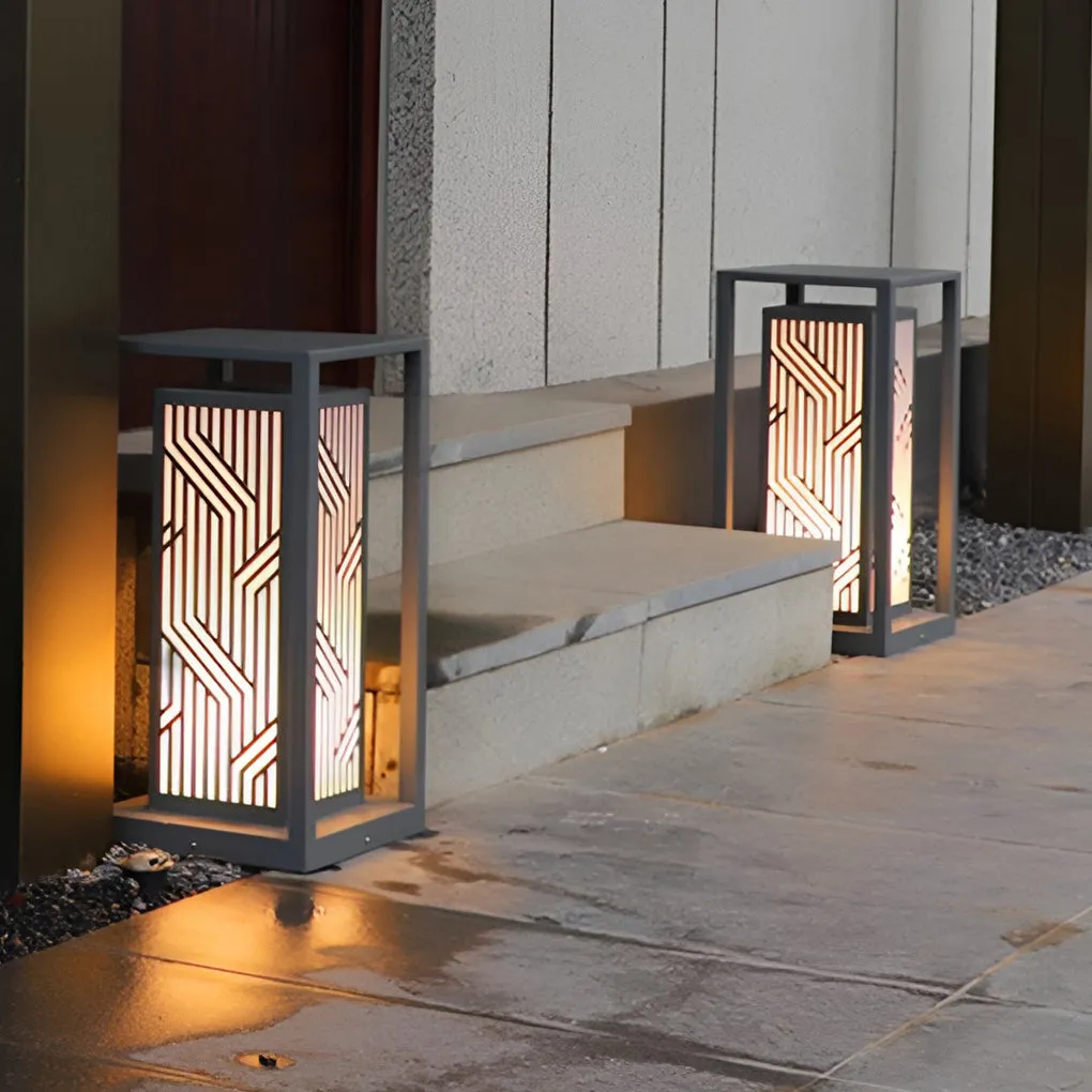 Retro Square Waterproof LED Gray Modern Outdoor Path Lights Post Lights