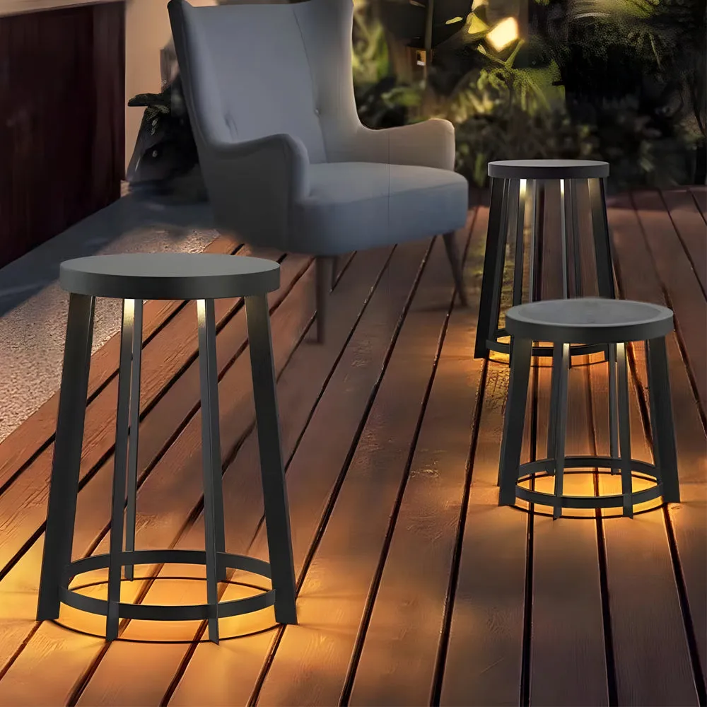 Round Stool Multifunctional Waterproof LED Black Modern Solar Lights