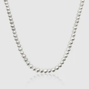 Rounded Real Pearl Necklace (Silver)