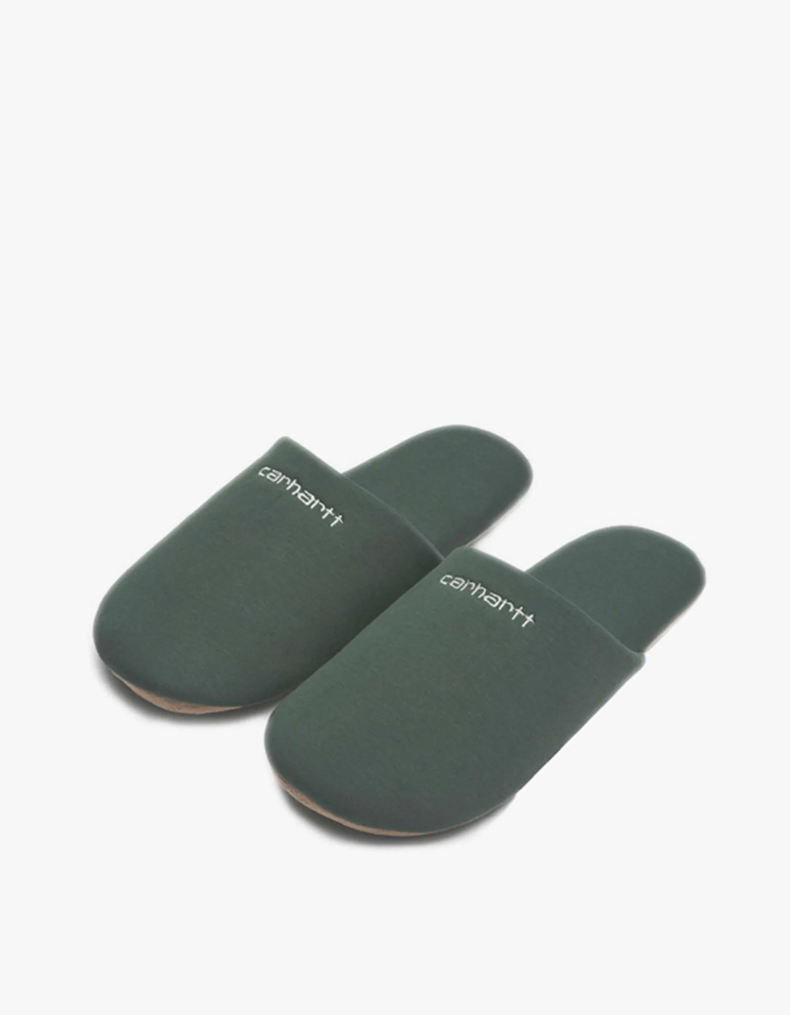 Script Embroidery Slippers - Hemlock Green / White