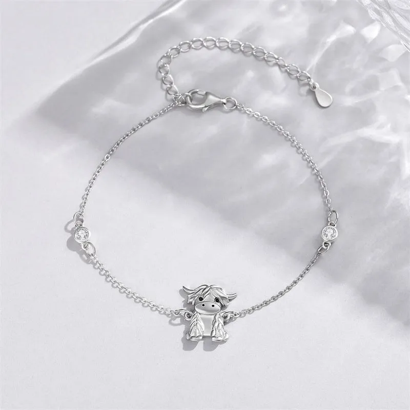 Sterling Silve Highland Cow Bracelet