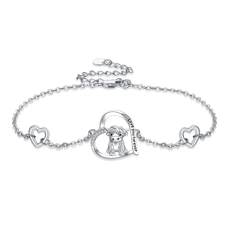 Sterling Silve Highland Cow Bracelet