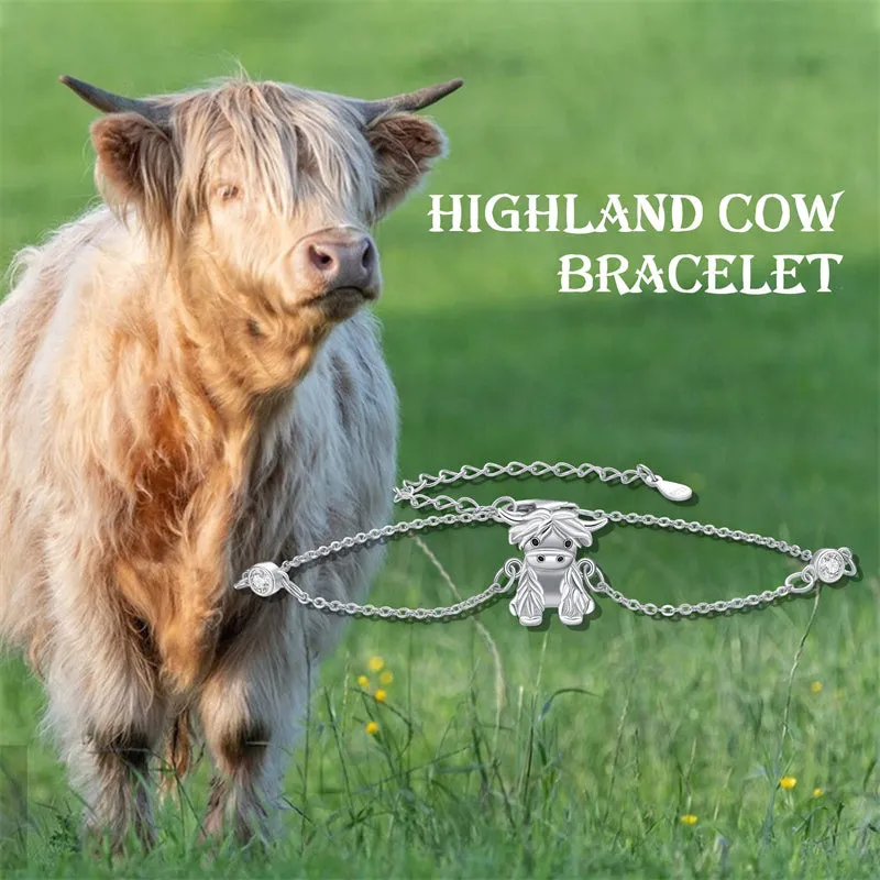 Sterling Silve Highland Cow Bracelet