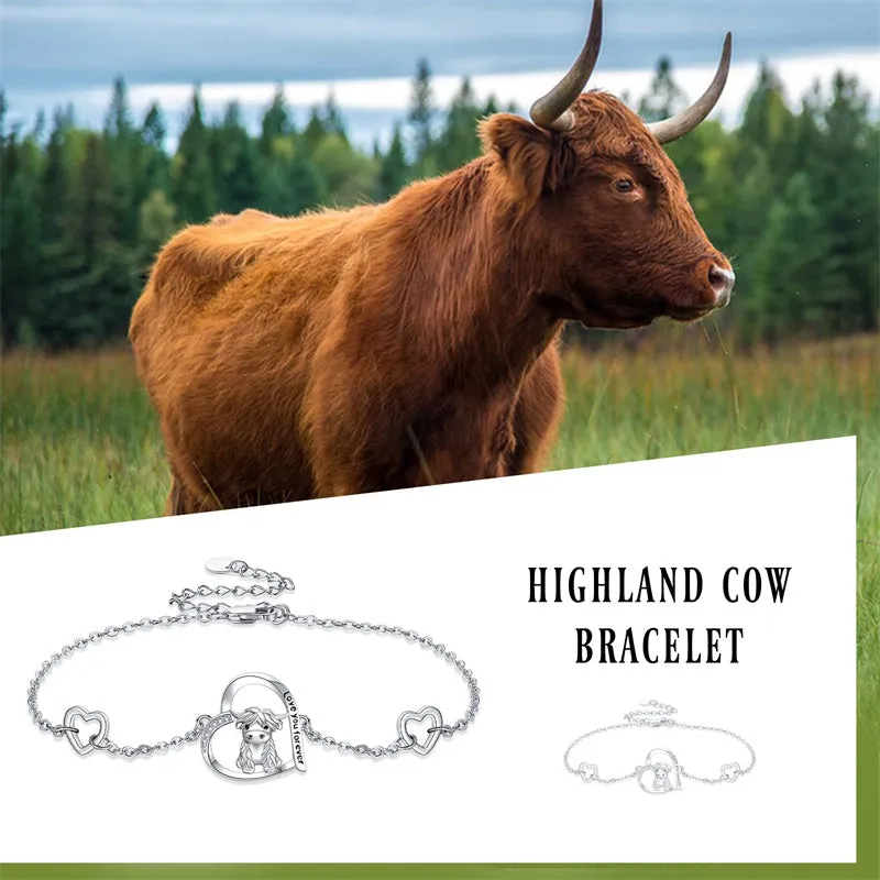 Sterling Silve Highland Cow Bracelet