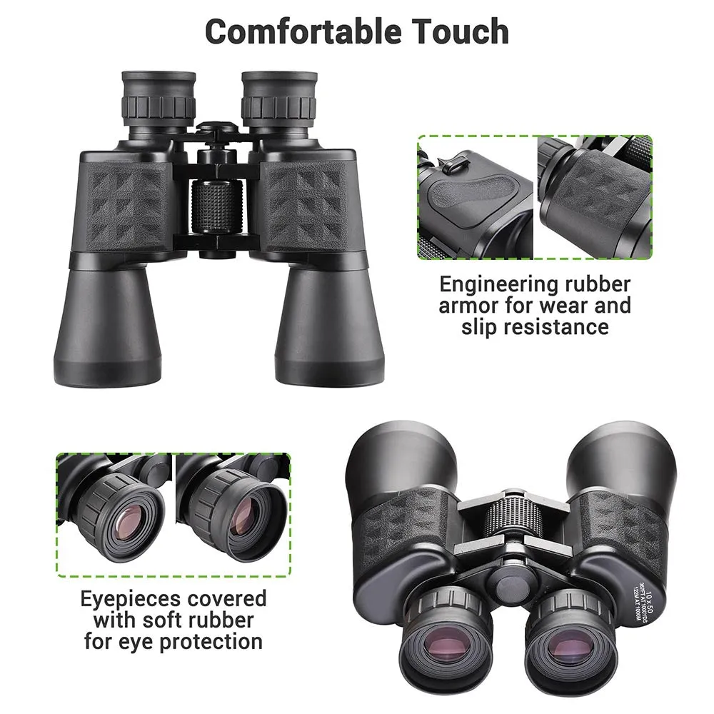 TheLAShop 10x 50mm HD Wide-Angle Binoculars Zoom Green/ Black