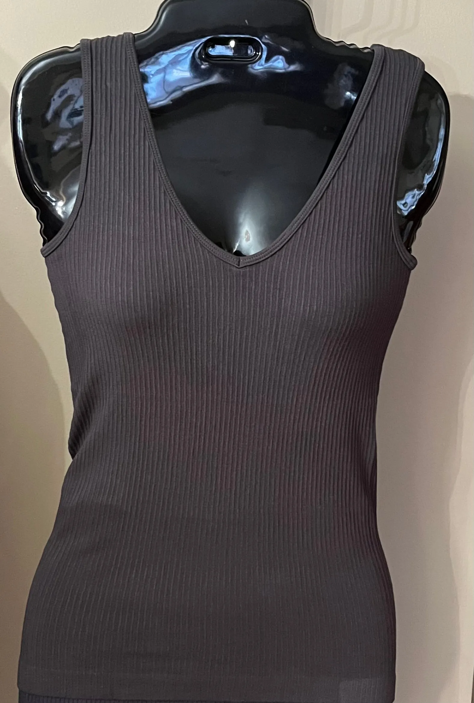 Tops- Grey Ribbed Tank