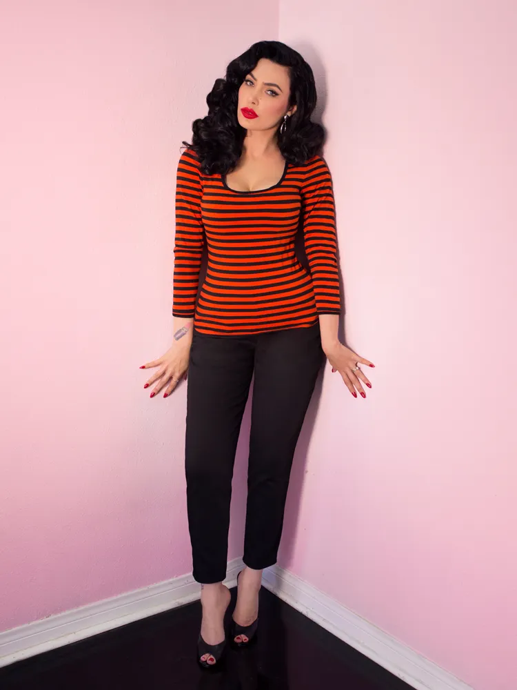 Troublemaker Top in Orange and Black Stripes - Vixen by Micheline Pitt