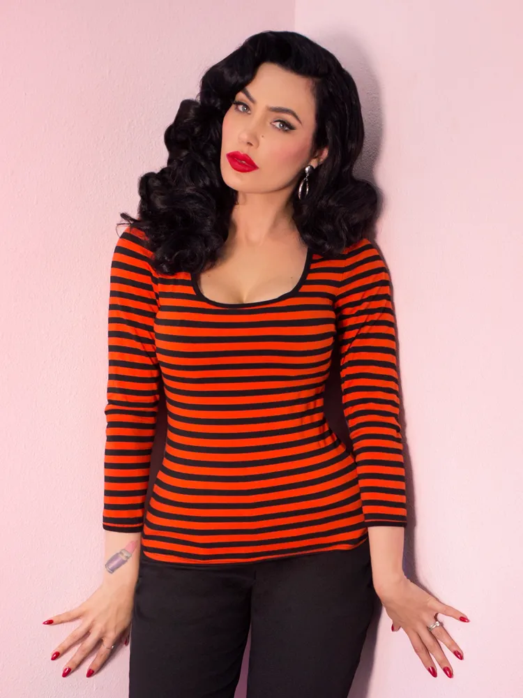 Troublemaker Top in Orange and Black Stripes - Vixen by Micheline Pitt