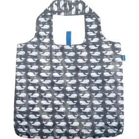 Whales Grey Blu Bag Reusable Shopping Bag=- Machine Washable