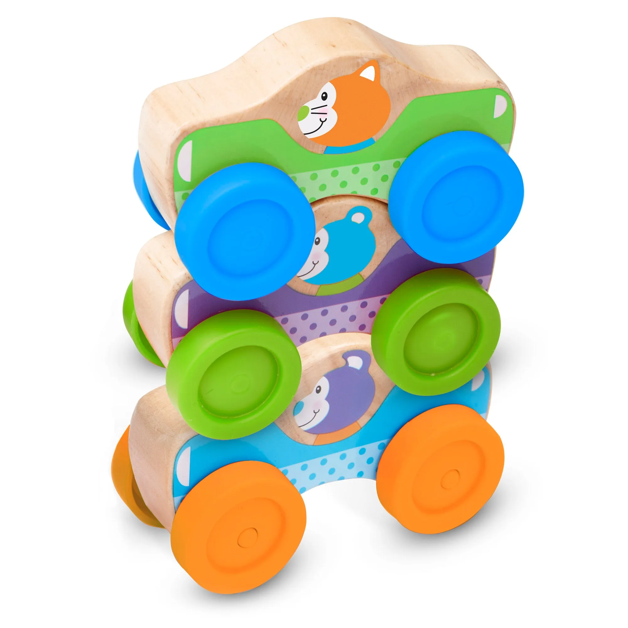 Wooden Animal Stacking Cars